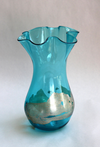 Click to view detail for DB-794 Vase - Teal Silver Leaf $48